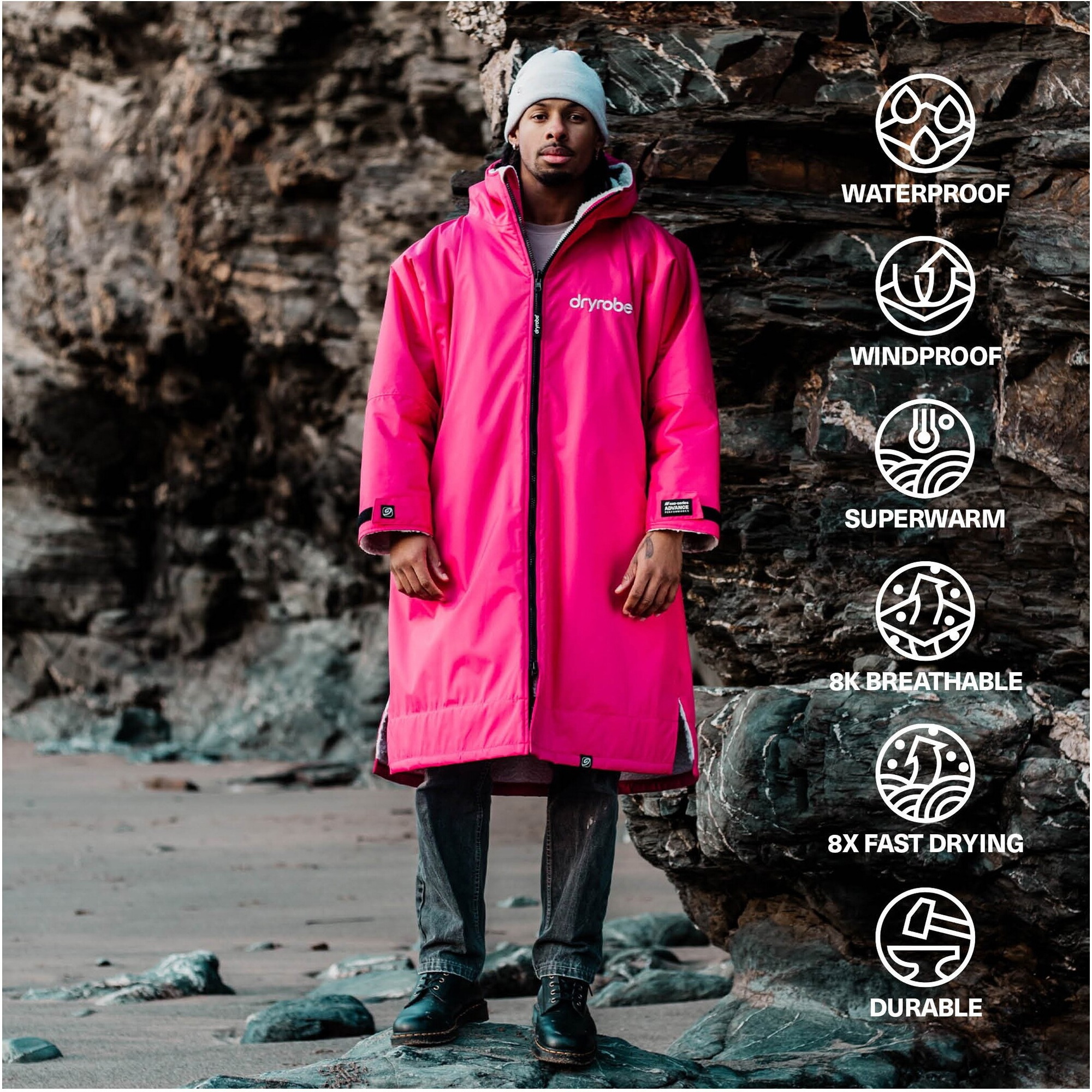 2026 Dryrobe Advance Langarm-Umkleidemantel DALSV3  Pink / Hellgrau